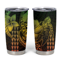 Hawaiian Sea Turtle Tumbler Cup Reggae Hibiscus Flowers and Kakau Pattern