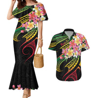 Kiribati Red Jasmine Mango Couples Matching Mermaid Dress and Hawaiian Shirt Reggae Polynesian Art Vibe LT9 Reggae - Polynesian Pride