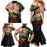 Kiribati Red Jasmine Mango Family Matching Mermaid Dress and Hawaiian Shirt Reggae Polynesian Art Vibe LT9 - Polynesian Pride