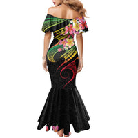 Kiribati Red Jasmine Mango Family Matching Mermaid Dress and Hawaiian Shirt Reggae Polynesian Art Vibe LT9 - Polynesian Pride