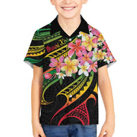 Kiribati Red Jasmine Mango Family Matching Off The Shoulder Long Sleeve Dress and Hawaiian Shirt Reggae Polynesian Art Vibe LT9 Son's Shirt Reggae - Polynesian Pride