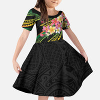 Kiribati Red Jasmine Mango Family Matching Puletasi and Hawaiian Shirt Reggae Polynesian Art Vibe LT9 Daughter's Dress Reggae - Polynesian Pride