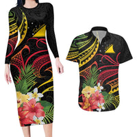 Personalised Tokelau Tropical Flowers Couples Matching Long Sleeve Bodycon Dress and Hawaiian Shirt Reggae Polynesian Art Vibe LT9 Reggae - Polynesian Pride