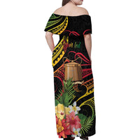 Personalised Tokelau Tropical Flowers Family Matching Off Shoulder Maxi Dress and Hawaiian Shirt Reggae Polynesian Art Vibe LT9 - Polynesian Pride