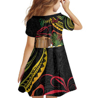 Personalised Tokelau Tropical Flowers Family Matching Short Sleeve Bodycon Dress and Hawaiian Shirt Reggae Polynesian Art Vibe