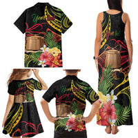 Personalised Tokelau Tropical Flowers Family Matching Tank Maxi Dress and Hawaiian Shirt Reggae Polynesian Art Vibe