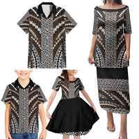 Brown Tongan Polynesian Tribal Family Matching Puletasi and Hawaiian Shirt LT9 - Polynesian Pride