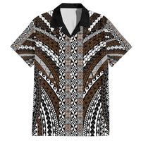Brown Tongan Polynesian Tribal Family Matching Puletasi and Hawaiian Shirt LT9 Dad's Shirt - Short Sleeve Brown - Polynesian Pride
