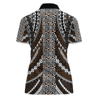 Brown Tongan Polynesian Tribal Women Polo Shirt - Polynesian Pride