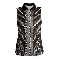 Brown Tongan Polynesian Tribal Women Sleeveless Polo Shirt - Polynesian Pride