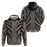 Brown Tongan Polynesian Tribal Zip Hoodie - Polynesian Pride