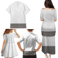 Light Gray Tongan Polynesian Tribal Family Matching Puletasi and Hawaiian Shirt LT9 - Polynesian Pride