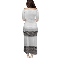 Light Gray Tongan Polynesian Tribal Family Matching Puletasi and Hawaiian Shirt LT9 - Polynesian Pride
