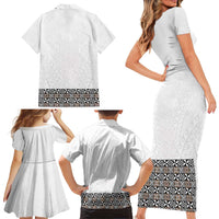 Light Gray Tongan Polynesian Tribal Family Matching Short Sleeve Bodycon Dress and Hawaiian Shirt LT9 - Polynesian Pride