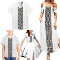 Light Gray Tongan Polynesian Tribal Family Matching Summer Maxi Dress and Hawaiian Shirt LT9 - Polynesian Pride