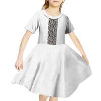 Light Gray Tongan Polynesian Tribal Kid Short Sleeve Dress - Polynesian Pride