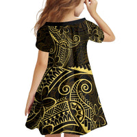 Black Gold Polynesian Tribal Family Matching Off Shoulder Short Dress and Hawaiian Shirt LT9 - Polynesian Pride