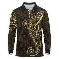 Black Gold Polynesian Tribal Long Sleeve Polo Shirt - Polynesian Pride