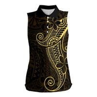 Black Gold Polynesian Tribal Women Sleeveless Polo Shirt - Polynesian Pride