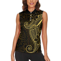 Black Gold Polynesian Tribal Women Sleeveless Polo Shirt - Polynesian Pride