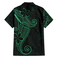 Black Green Polynesian Tribal Family Matching Off Shoulder Maxi Dress and Hawaiian Shirt LT9 - Polynesian Pride