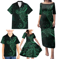 Black Green Polynesian Tribal Family Matching Puletasi and Hawaiian Shirt LT9 - Polynesian Pride