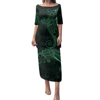 Black Green Polynesian Tribal Family Matching Puletasi and Hawaiian Shirt LT9 Mom's Dress Green - Polynesian Pride