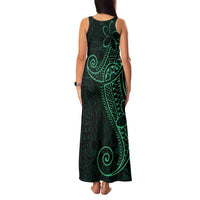 Black Green Polynesian Tribal Family Matching Tank Maxi Dress and Hawaiian Shirt LT9 - Polynesian Pride