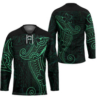 Black Green Polynesian Tribal Hockey Jersey - Polynesian Pride