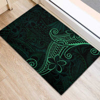 Black Green Polynesian Tribal Rubber Doormat - Polynesian Pride