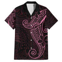 Black Pink Polynesian Tribal Family Matching Off The Shoulder Long Sleeve Dress and Hawaiian Shirt LT9 Dad's Shirt - Short Sleeve Pink - Polynesian Pride