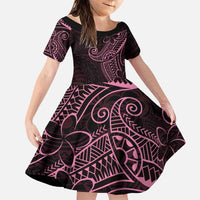 Black Pink Polynesian Tribal Family Matching Puletasi and Hawaiian Shirt LT9 Daughter's Dress Pink - Polynesian Pride