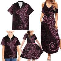 Black Pink Polynesian Tribal Family Matching Summer Maxi Dress and Hawaiian Shirt LT9 - Polynesian Pride