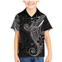 Black White Polynesian Tribal Family Matching Mermaid Dress and Hawaiian Shirt LT9 Son's Shirt White - Polynesian Pride
