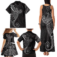 Black White Polynesian Tribal Family Matching Tank Maxi Dress and Hawaiian Shirt LT9 - Polynesian Pride
