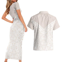 Lotu Tamaiti Tongan Polynesian Art Pattern Couples Matching Short Sleeve Bodycon Dress and Hawaiian Shirt Traditional Tribal Motifs LT9 - Polynesian Pride