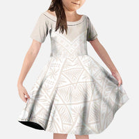 Lotu Tamaiti Tongan Polynesian Art Pattern Family Matching Mermaid Dress and Hawaiian Shirt Traditional Tribal Motifs LT9 Daughter's Dress White - Polynesian Pride
