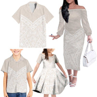 Lotu Tamaiti Tongan Polynesian Art Pattern Family Matching Off The Shoulder Long Sleeve Dress and Hawaiian Shirt Traditional Tribal Motifs LT9 - Polynesian Pride
