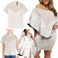 Lotu Tamaiti Tongan Polynesian Art Pattern Family Matching Off Shoulder Short Dress and Hawaiian Shirt Traditional Tribal Motifs LT9 - Polynesian Pride