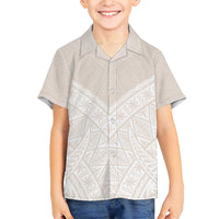 Lotu Tamaiti Tongan Polynesian Art Pattern Family Matching Short Sleeve Bodycon Dress and Hawaiian Shirt Traditional Tribal Motifs LT9 Son's Shirt White - Polynesian Pride