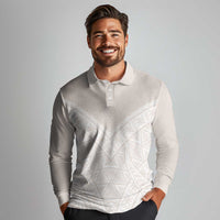 Lotu Tamaiti Tongan Polynesian Art Pattern Long Sleeve Polo Shirt Traditional Tribal Motifs LT9 - Polynesian Pride