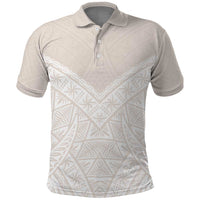 Lotu Tamaiti Tongan Polynesian Art Pattern Polo Shirt Traditional Tribal Motifs LT9 White - Polynesian Pride