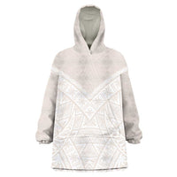 Lotu Tamaiti Tongan Polynesian Art Pattern Wearable Blanket Hoodie Traditional Tribal Motifs LT9 One Size White - Polynesian Pride