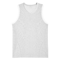 Lotu Tamaiti White Tongan Ngatu Basketball Jersey Polynesian Tribal Fonulei Pattern LT9 Unisex White - Polynesian Pride