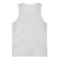 Lotu Tamaiti White Tongan Ngatu Basketball Jersey Polynesian Tribal Fonulei Pattern LT9 - Polynesian Pride