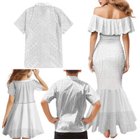 Lotu Tamaiti White Tongan Ngatu Family Matching Mermaid Dress and Hawaiian Shirt Polynesian Tribal Fonulei Pattern LT9 - Polynesian Pride