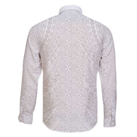 Lotu Tamaiti White Tongan Ngatu Family Matching Off The Shoulder Long Sleeve Dress and Hawaiian Shirt Polynesian Tribal Fonulei Pattern LT9 - Polynesian Pride