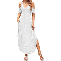 Lotu Tamaiti White Tongan Ngatu Family Matching Summer Maxi Dress and Hawaiian Shirt Polynesian Tribal Fonulei Pattern LT9 Mom's Dress White - Polynesian Pride