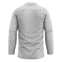 Lotu Tamaiti White Tongan Ngatu Hockey Jersey Polynesian Tribal Fonulei Pattern LT9 - Polynesian Pride