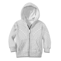 Lotu Tamaiti White Tongan Ngatu Kid Hoodie Polynesian Tribal Fonulei Pattern LT9 Zip Hoodie White - Polynesian Pride